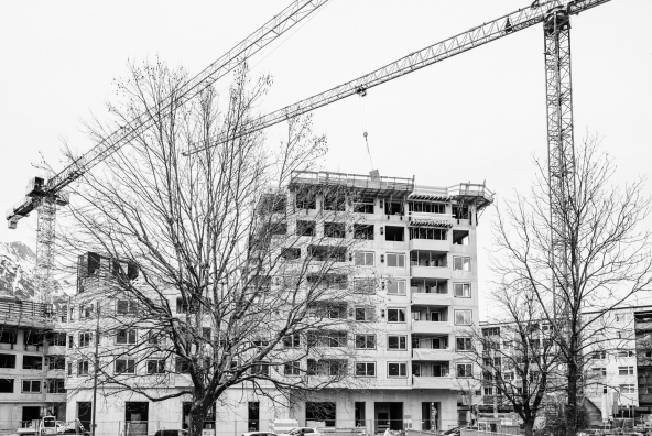 Construction site with cranes