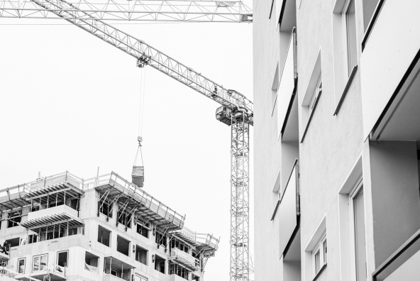 Construction site in a city with cranes