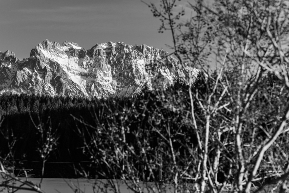 Landscape with snowy mountain in the background