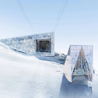 Außenansicht der neuen Bergstation TITLIS im schweizerischen Engelberg