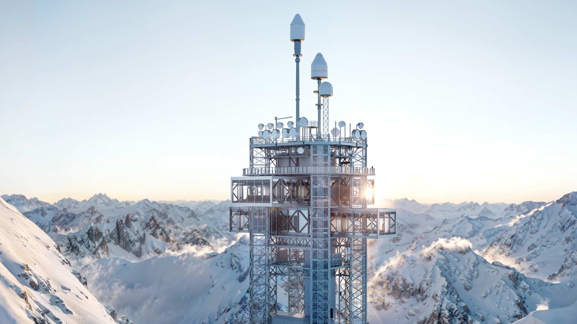 Außenansicht der neuen Bergstation TITLIS im schweizerischen Engelberg